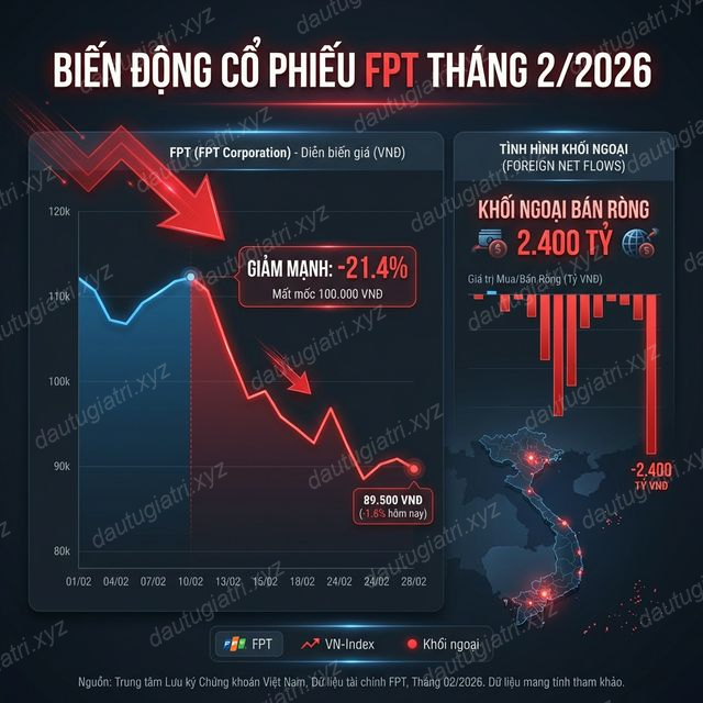 Biến động giá cổ phiếu FPT tháng 2/2026