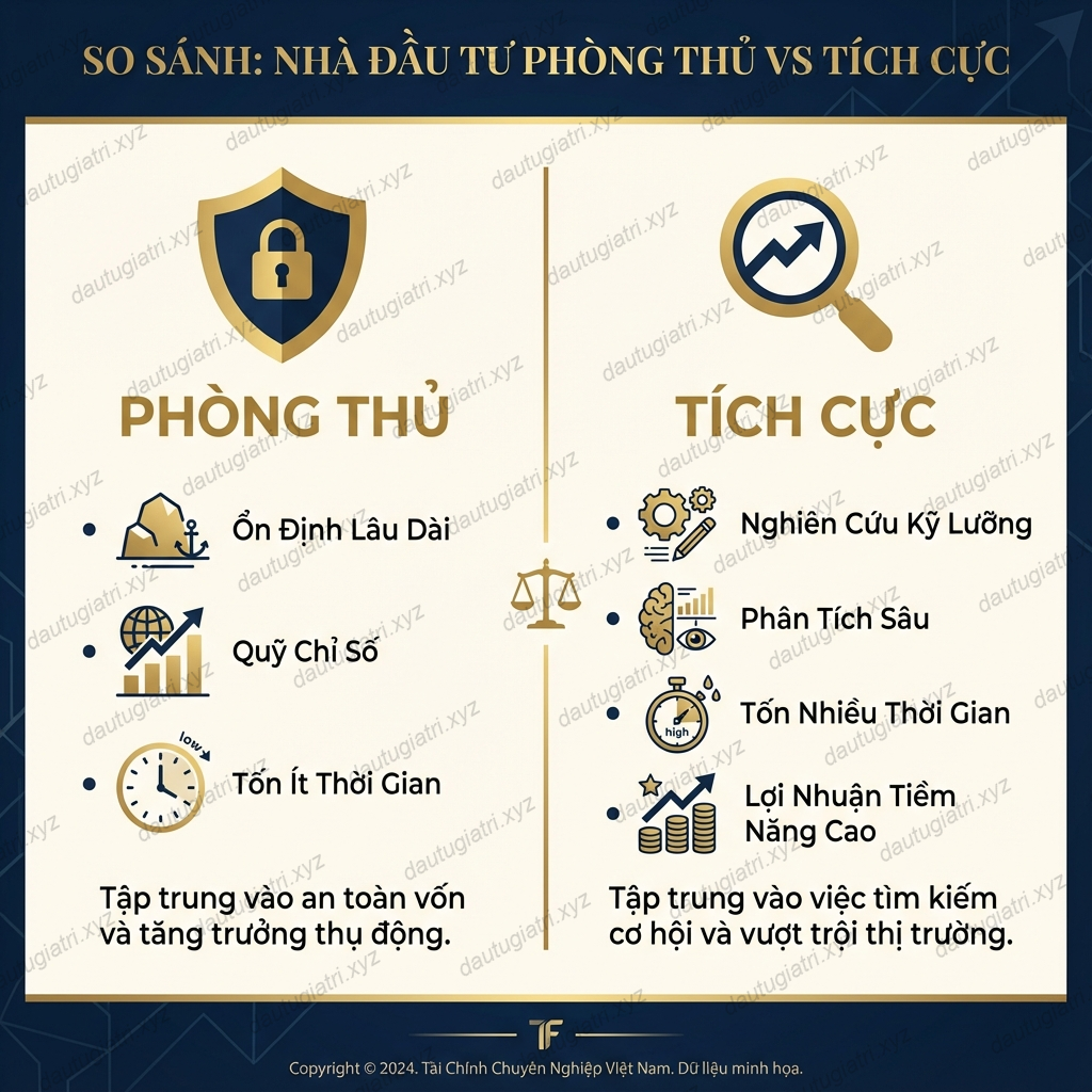 So sánh Nhà đầu tư Phòng thủ vs Tích cực - Benjamin Graham